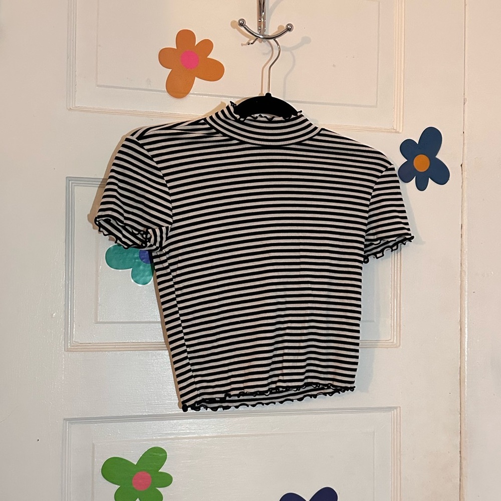 Black and White Striped Primark turtle neck